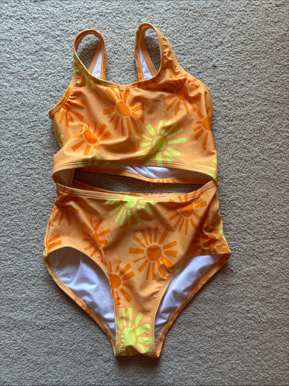 Old Navy Kids Orange Sun-Print Cutout One-Piece Swimsuit